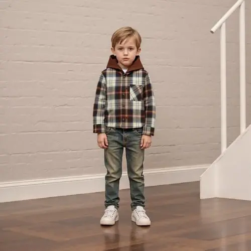 MERSARIPHY Toddler Boy Girl Jacket Button Down Plaid Flannel Baby Hoodies Fall Winter Festival Outfits for Kids - 5