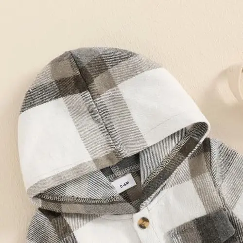 MERSARIPHY Toddler Boy Girl Jacket Button Down Plaid Flannel Baby Hoodies Fall Winter Festival Outfits for Kids - 5