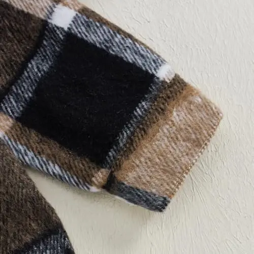 MERSARIPHY Toddler Boy Girl Jacket Button Down Plaid Flannel Baby Hoodies Fall Winter Festival Outfits for Kids - 6