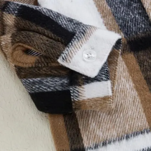 MERSARIPHY Toddler Boy Girl Jacket Button Down Plaid Flannel Baby Hoodies Fall Winter Festival Outfits for Kids - 7