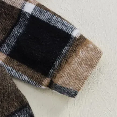 MERSARIPHY Куртка для малышей, мальчиков и девочек, на пуговицах, фланелевая в клетку, толстовки для малышей, осенние зимние праздничные наряды для детей - 6