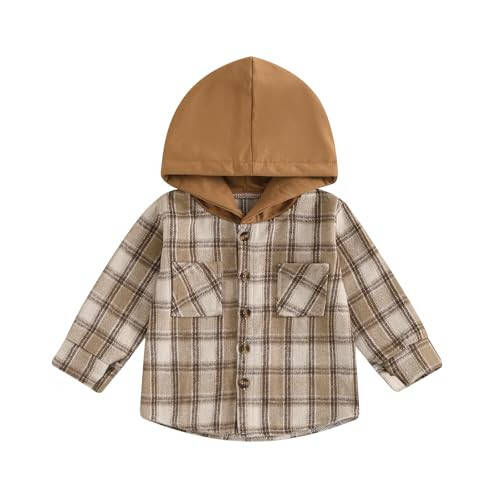 MERSARIPHY Toddler Boy Girl Jacket Button Down Plaid Flannel Baby Hoodies Fall Winter Festival Outfits for Kids - 1