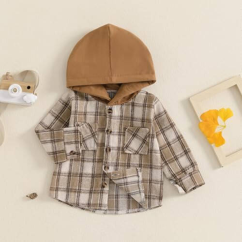 MERSARIPHY Toddler Boy Girl Jacket Button Down Plaid Flannel Baby Hoodies Fall Winter Festival Outfits for Kids - 2