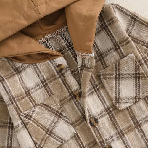 MERSARIPHY Toddler Boy Girl Jacket Button Down Plaid Flannel Baby Hoodies Fall Winter Festival Outfits for Kids - 5