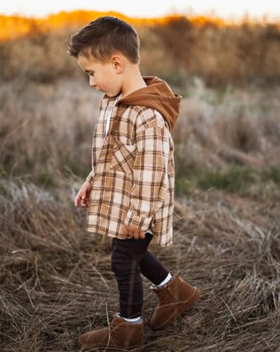 MERSARIPHY Toddler Boy Girl Jacket Button Down Plaid Flannel Baby Hoodies Fall Winter Festival Outfits for Kids - 6