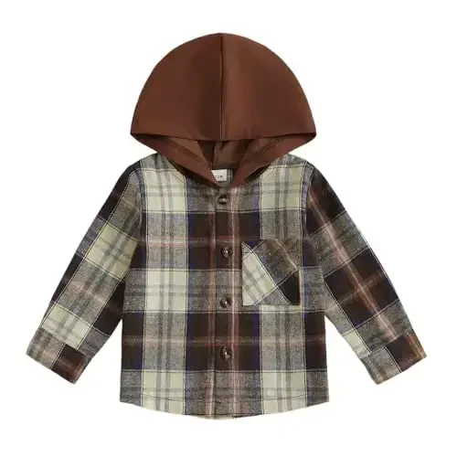 MERSARIPHY Toddler Boy Girl Jacket Button Down Plaid Flannel Baby Hoodies Fall Winter Festival Outfits for Kids 