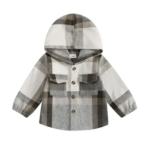 MERSARIPHY Toddler Boy Girl Jacket Button Down Plaid Flannel Baby Hoodies Fall Winter Festival Outfits for Kids 