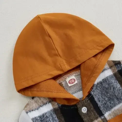 MERSARIPHY Toddler Boy Girl Jacket Tugmacha Plaid Flanel Baby Hoodies Kuzgi Qishki Festival Kiyimlari Bolalar uchun - 5