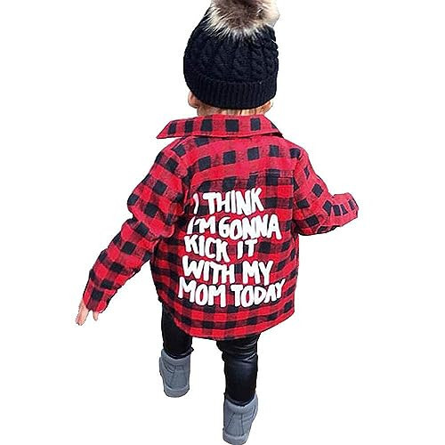 MERSARIPHY Toddler Long Sleeve Shirt Baby Boy Girl Plaid Top for Toddler Spring Winter Coat for Kid - 14