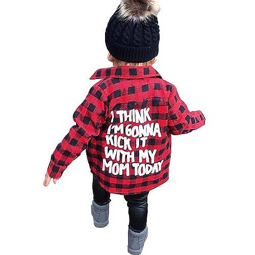 MERSARIPHY Toddler Long Sleeve Shirt Baby Boy Girl Plaid Top for Toddler Spring Winter Coat for Kid - 1