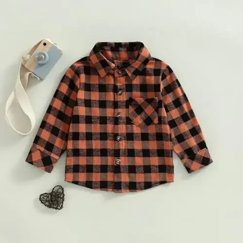 MERSARIPHY Toddler Long Sleeve Shirt Baby Boy Girl Plaid Top for Toddler Spring Winter Coat for Kid - 3