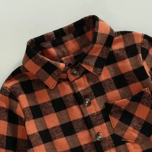 MERSARIPHY Toddler Long Sleeve Shirt Baby Boy Girl Plaid Top for Toddler Spring Winter Coat for Kid - 6