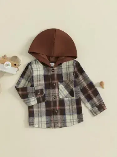 MERSARIPHY Toddler O'g'il Qiz Kurtkasi Tugmachali Plaid Flanel Chaqaloq Xuddi Kuz Qish Festivali Bolalar uchun Kiyimlar - 2