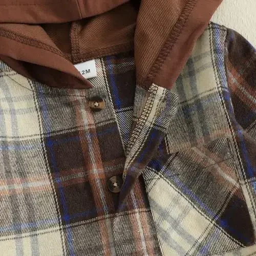 MERSARIPHY Toddler O'g'il Qiz Kurtkasi Tugmachali Plaid Flanel Chaqaloq Xuddi Kuz Qish Festivali Bolalar uchun Kiyimlar - 6