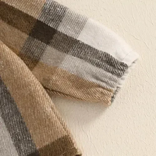 MERSARIPHY Toddler O'g'il Qiz Palto Tugmasi Plaid Flanel Chaqaloq Xuddi Kuzgi Qishki Festival Bolalar uchun kiyimlar - 6