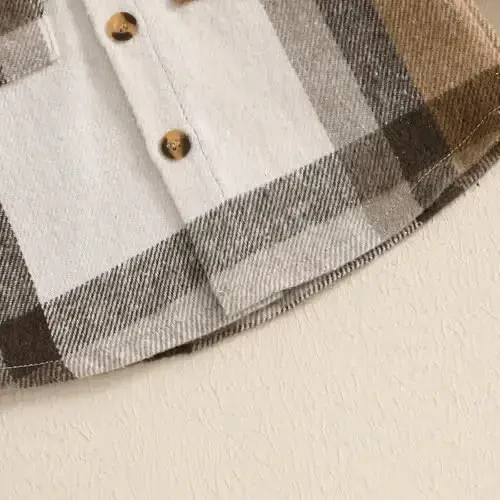 MERSARIPHY Toddler O'g'il Qiz Palto Tugmasi Plaid Flanel Chaqaloq Xuddi Kuzgi Qishki Festival Bolalar uchun kiyimlar - 7