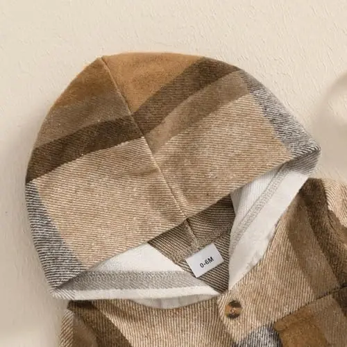 MERSARIPHY Toddler Boy Girl Jacket Button Down Plaid Flannel Baby Hoodies Fall Winter Festival Outfits for Kids - 5