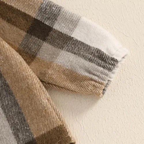 MERSARIPHY Toddler Boy Girl Jacket Button Down Plaid Flannel Baby Hoodies Fall Winter Festival Outfits for Kids - 6