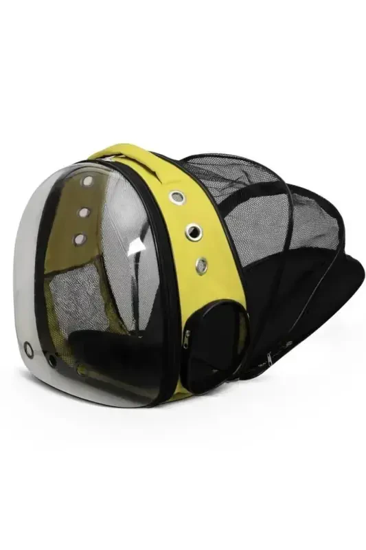 Mesh Expandable Transparent Astronaut Cat Dog Pet Carrier Bag Yellow-Yellow - KSBURDA