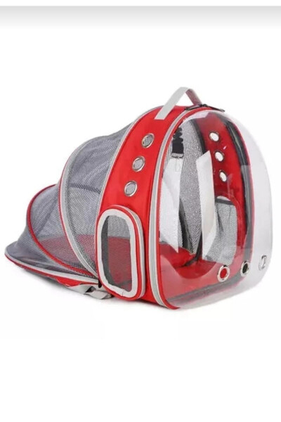 Mesh Openable Transparent Astronaut Cat Dog Pet Carrier Bag Red - 1