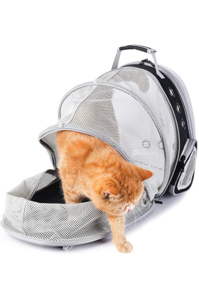 Mesh Openable Transparent Astronaut Cat Dog Pet Carrier Bag Red - 12