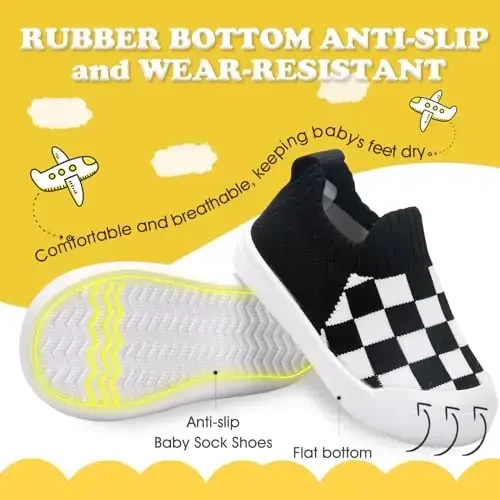 Mesh Toddler Shoes, Baby Sneakers Girls Boys, Baby Sock Shoe, Slip-On Baby Walking Shoes, Breathable Toddler Tennis Shoes, Baby Non-Slip Breathable Slippers with Soft Rubber Soles 6 9 12 18 24 Months - 3
