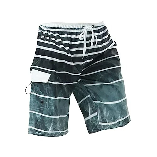 MESSIYO Men's Beachwear Loose Quick Drying Summer Shorts Surfing Pants Men's Striped Big Shorts Elastic Pants for Men - MESSIYO