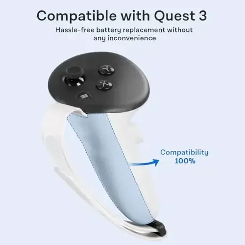 CoBak Controller Grips for Meta Quest 3s and Quest 3, Adjustable Knuckle Straps Accessories for Touch Plus Controllers, White - 2