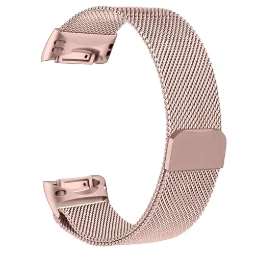 Metal Band Fitbit Charge 5 Bands Ayollar Erkaklar uchun, Zanglamaydigan Po'lat Bilakuzuk To'r Bilaguzuk Fitbit Charge 5 uchun almashtirish tasmasi - MUGUST (1)