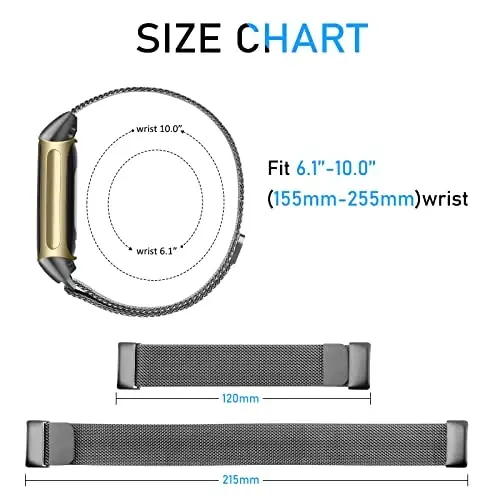 Metal Band Fitbit Charge 5 Bands for Women Men uchun, Zanglamaydigan Po'lat Bilaguzuk Mesh Bilaguzuk Fitbit Charge 5 uchun almashtirish tasmasi - 5