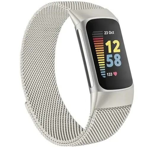 Metal Band for Fitbit Charge 5 Bands for Women Men, Stainless Steel Wristband Mesh Bracelet Replacement Strap for Fitbit Charge 5 