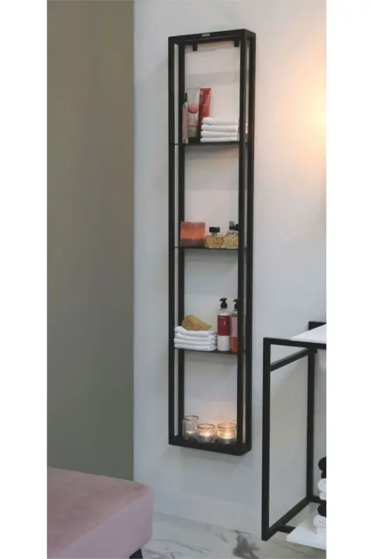 Metal Banyo Rafı çok amaçlı raf - Siyah - 1