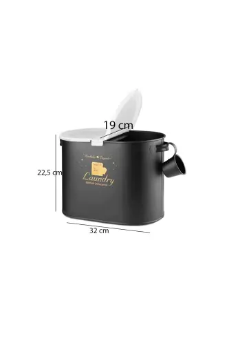 Metal bo'linmali detarjan qutisi qora 12 Lt Lr002 - LAUNDRY (1)