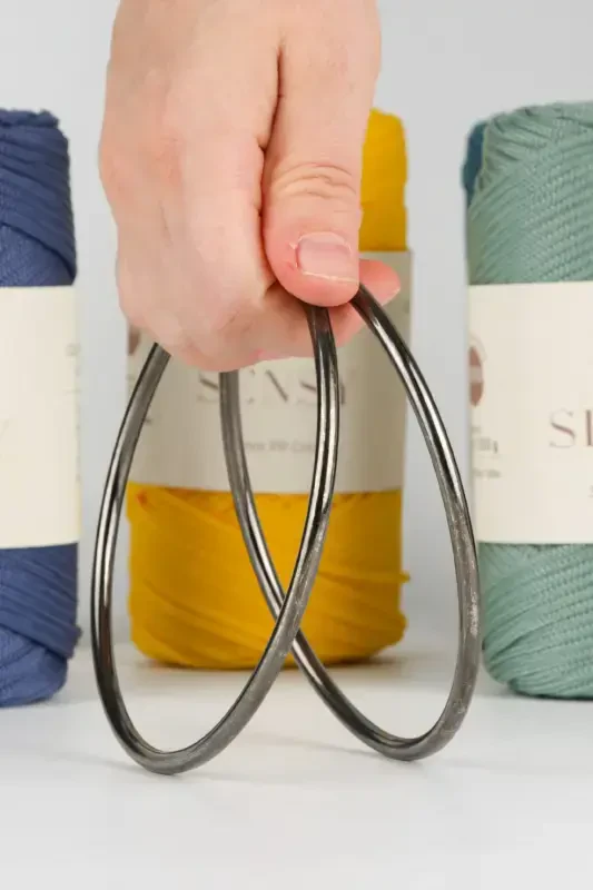 Metal Dumaloq Halqa Sumka Tutqichi Qora 11 Sm - 2