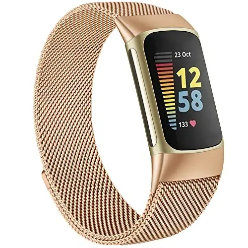 Metal Fitbit Charge 5 tasmalar ayollar erkaklar uchun, zanglamaydigan po'lat bilaguzuk to'rli bilakuzuk Fitbit Charge 5 uchun almashtirish tasmasi - 1