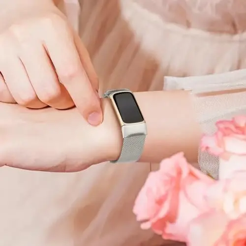 Metal Fitbit Charge 5 tasmalar ayollar erkaklar uchun, zanglamaydigan po'latdan bilaguzuk to'rli bilakuzuk Fitbit Charge 5 uchun almashtirish tasmasi - 3