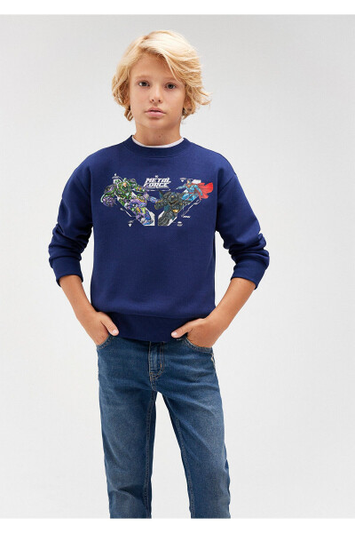 Metal Force Printed Navy Blue Sweatshirt 6S10082-70491 - 1