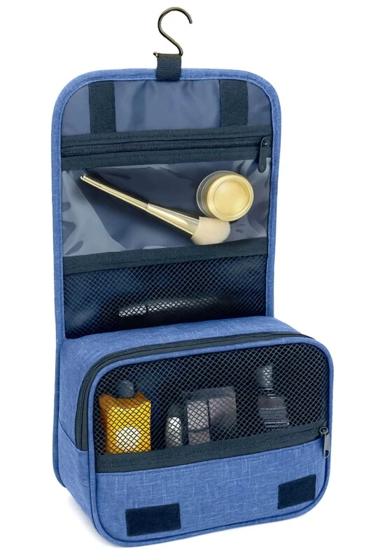 Metal Hook Navy Travel Makeup Bag Portable Large Makeup Bag Cosmetic Bag - 1