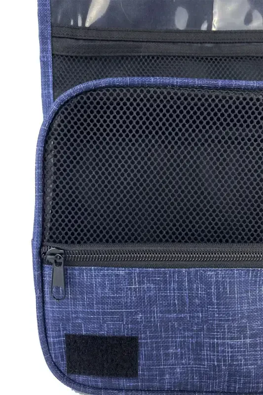 Metal Hook Navy Travel Makeup Bag Portable Large Makeup Bag Cosmetic Bag - 8