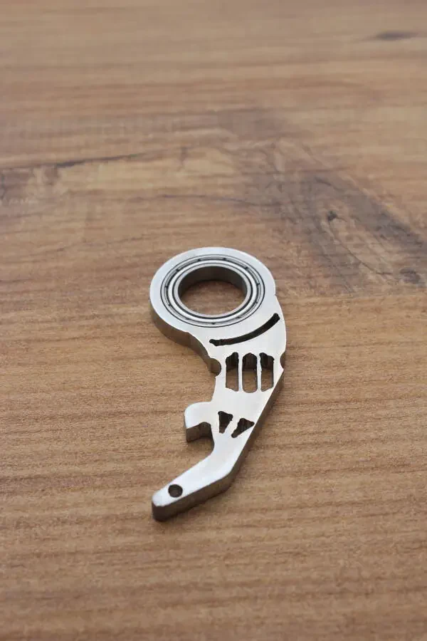 Metal Keyrambit Gun Pro Keychain, Bottle Opener Function, Unbreakable Metal - Chrome Color - 4