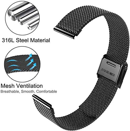 Metal Loop Bands Compatible for Kuizil T70/WeurGhy T70/zakotu Y66/TOZO S5/uaue T60 Adjustable Stainless Steel Replacement Wristbands Quick Release Watch Strap for Kuizil T70/WeurGhy T70 Smartwatch Women Men - 4