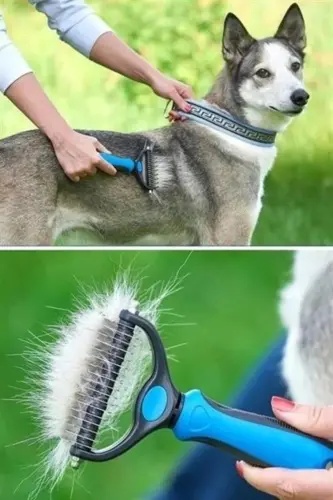 Metal Pet Hair Deshedding Comb with Plastic Handle - 8