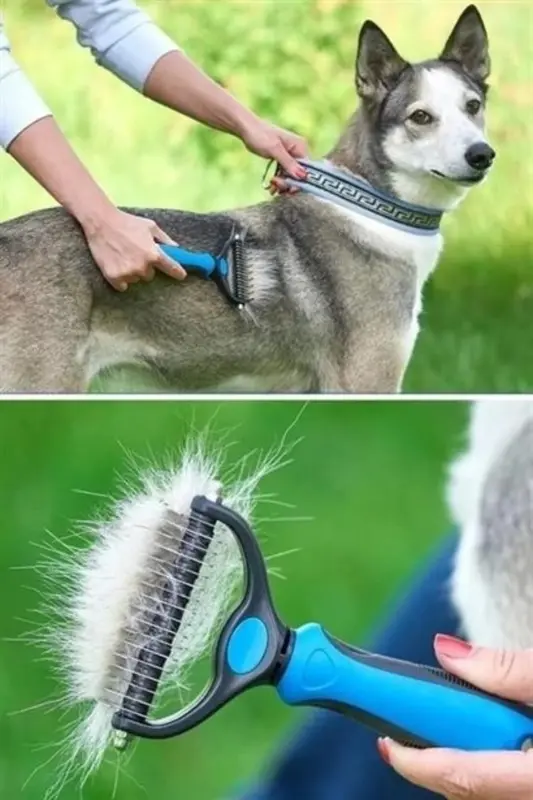 Metal Pet Hair Deshedding Comb with Plastic Handle - 8