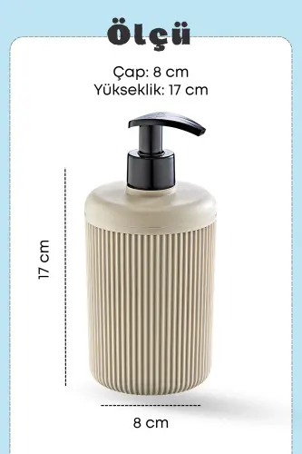 Metal Standlı Bej Bulaşık Deterjanı ve Sıvı Sabunluk Mutfak Seti-Sünger Hediyeli-Bej - 5
