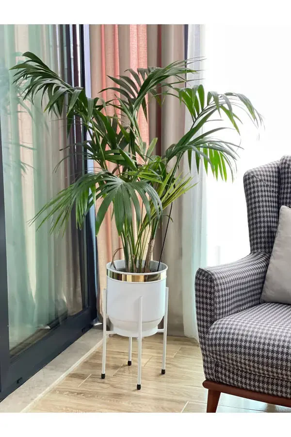 Metall guldon Oyoqchali Dekorativ Oq Guldon Vaza Guldon 50x30sm - 2