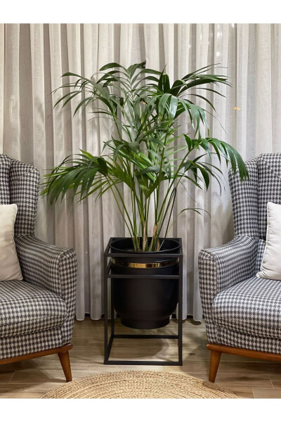 Metall guldonlik tag'li guldon qora guldon tag'li oltin vaza dekorativ guldon 41x30sm - GENEL MARKALAR