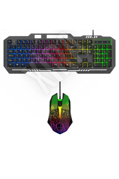 Metall Korpus Rgb 2in1 O'yinchi Gaming Mexanik Hisli Simli Turk Q Klaviatura Va Rgb Sichqoncha To'plami Blic Bkb9 - 3