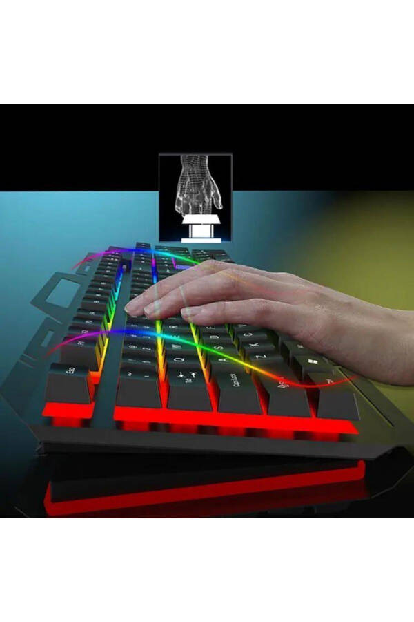 Metall Korpus Rgb 2in1 O'yinchi Gaming Mexanik Hisli Simli Turk Q Klaviatura Va Rgb Sichqoncha To'plami Blic Bkb9 - 6