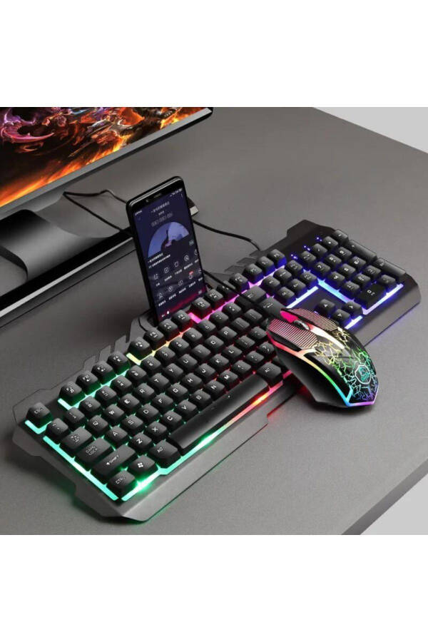 Metall Korpus Rgb 2in1 O'yinchi Gaming Mexanik Hisli Simli Turk Q Klaviatura Va Rgb Sichqoncha To'plami Blic Bkb9 - 7