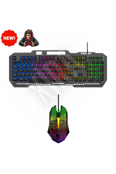 Metall Korpus Rgb 2in1 O'yinchi Gaming Mexanik Hisli Simli Turk Q Klaviatura Va Rgb Sichqoncha To'plami Blic Bkb9 - 9